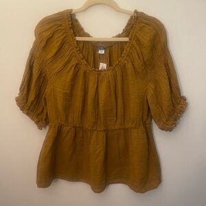 Old Navy Mustard Yellow Peasant Top
